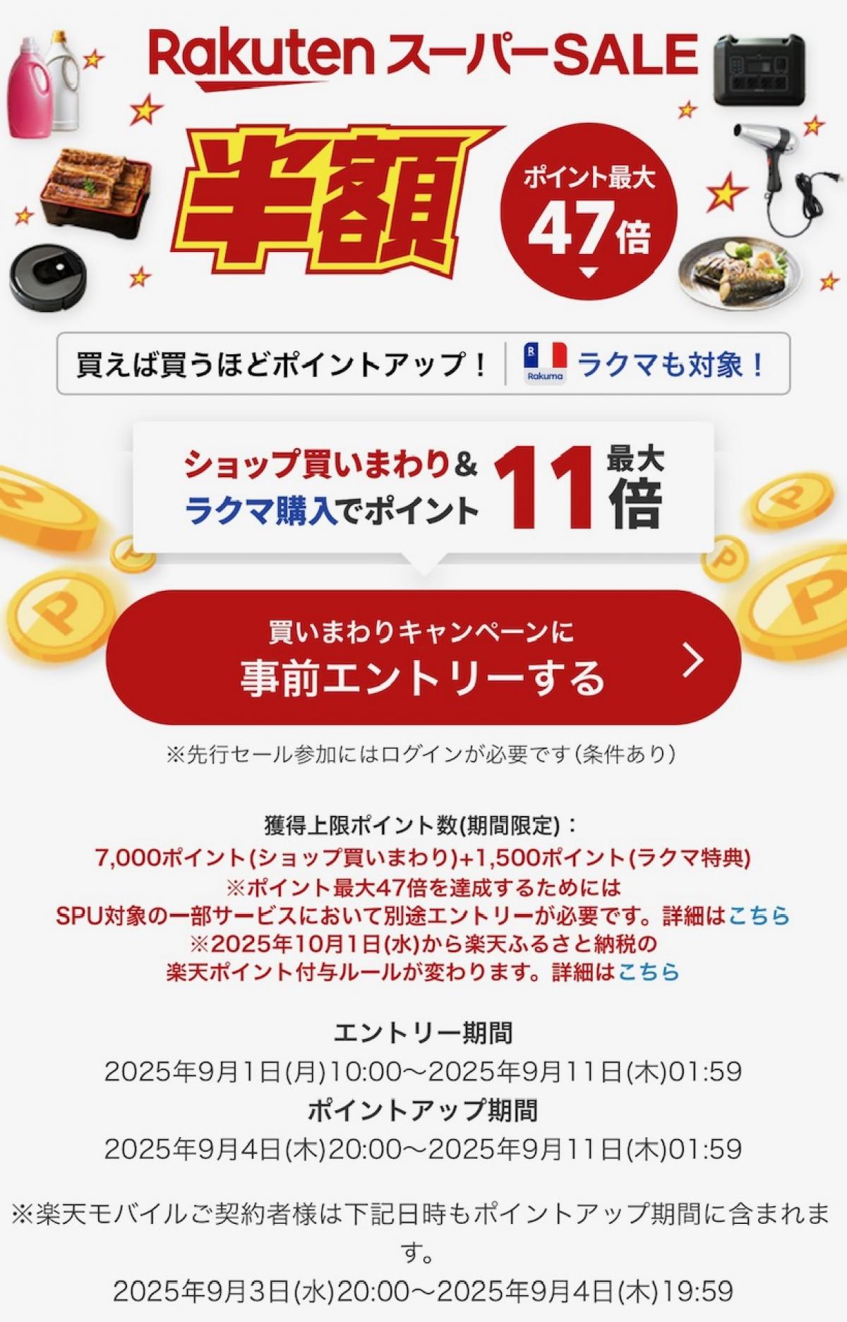 楽天スーパーセールがはじまります。