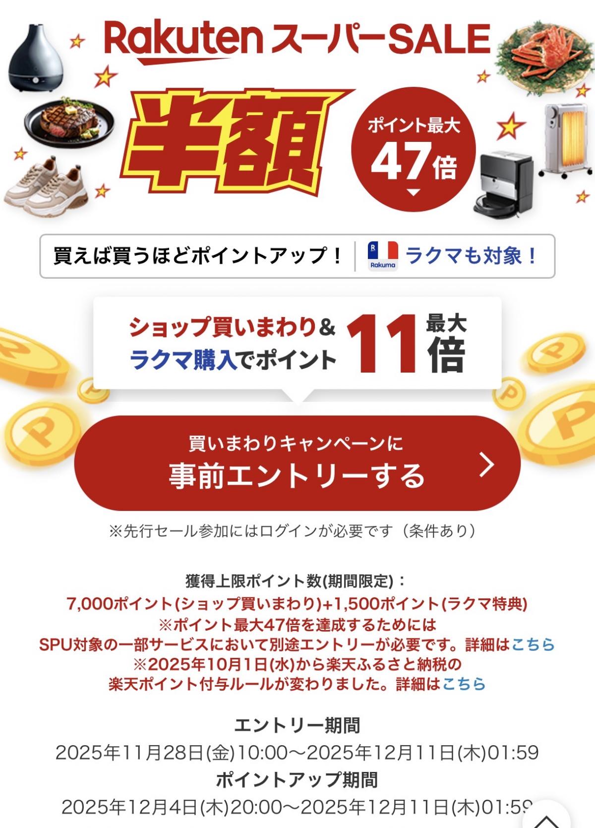 楽天スーパーセールがはじまります。